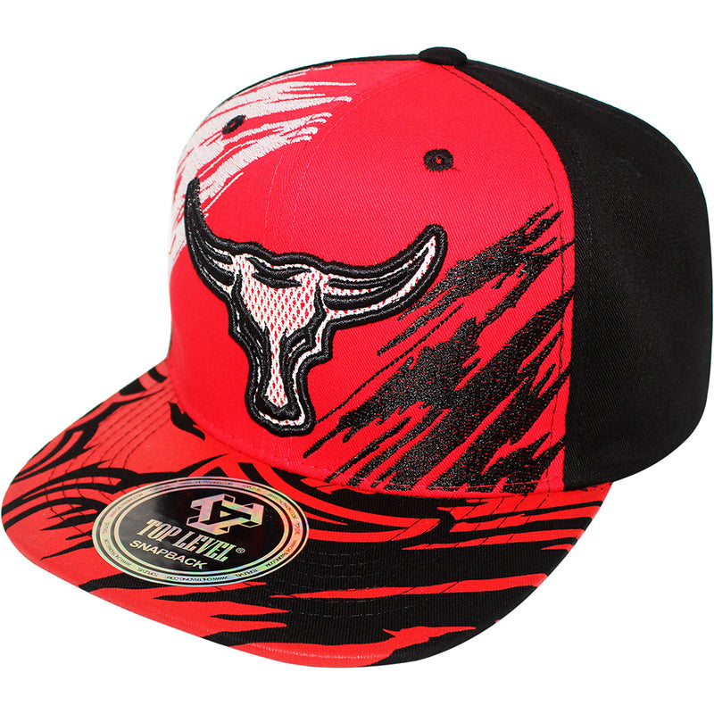 TOP LEVEL : BULL | Embroidered Mesh Patch Design Snapback Cap