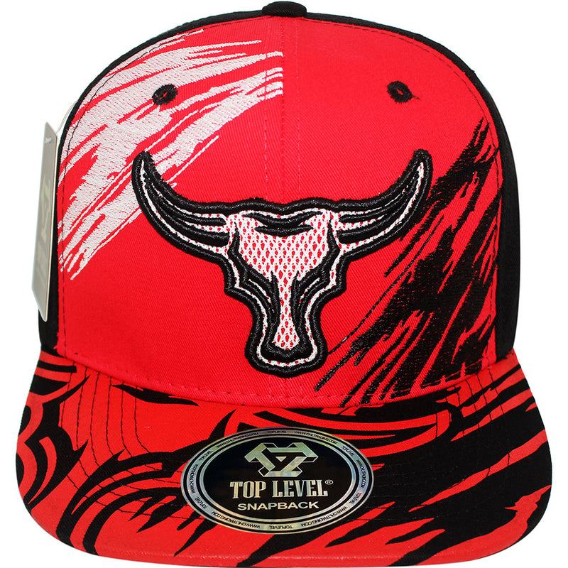 TOP LEVEL : BULL | Embroidered Mesh Patch Design Snapback Cap