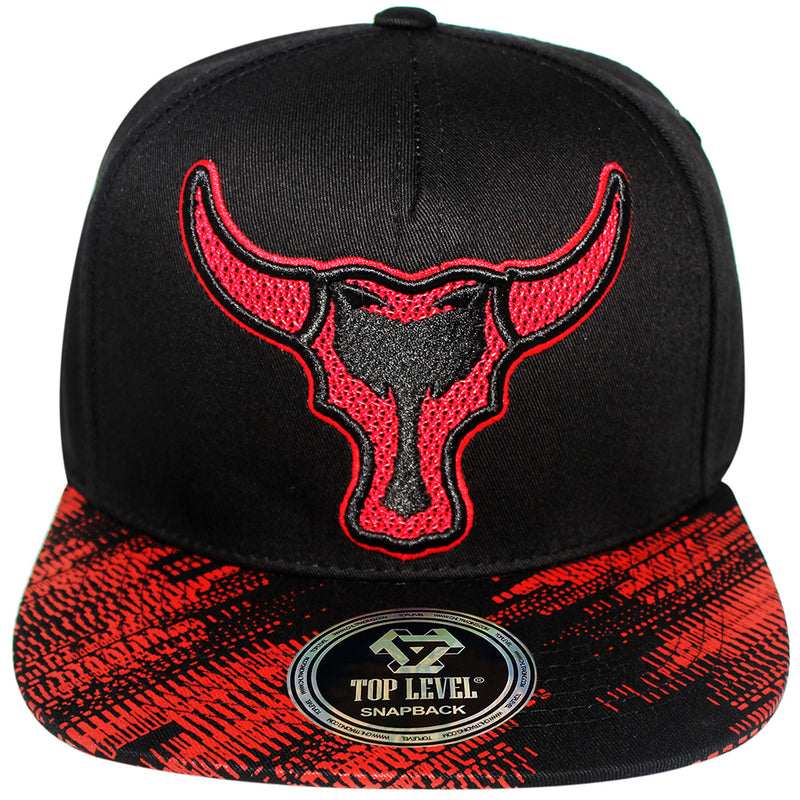 TOP LEVEL : BULL | Front-raised Mesh Patch with Bull Design Snapback Cap