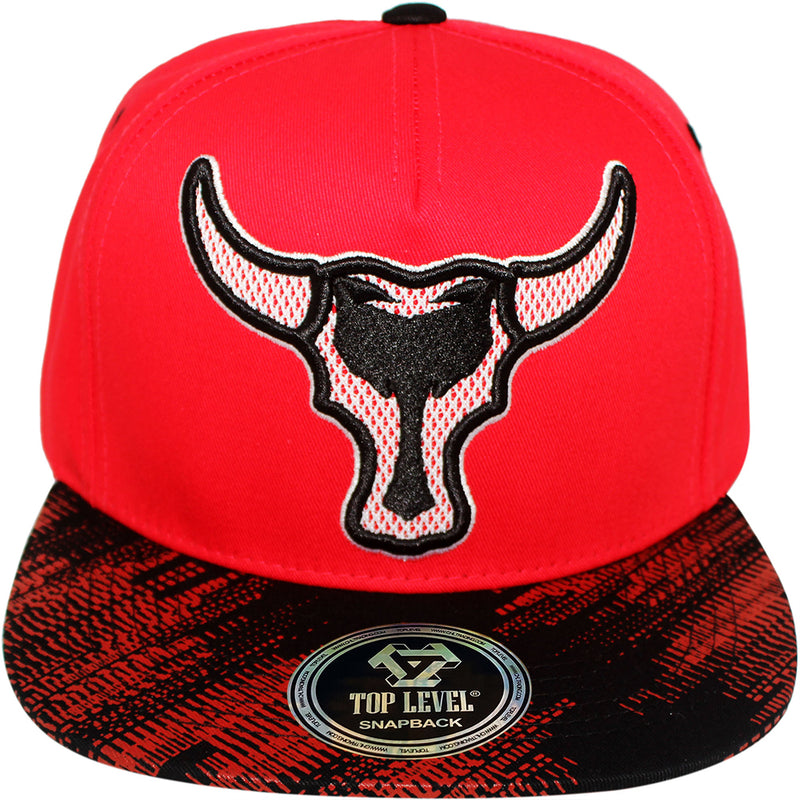 TOP LEVEL : BULL | Front-raised Mesh Patch with Bull Design Snapback Cap