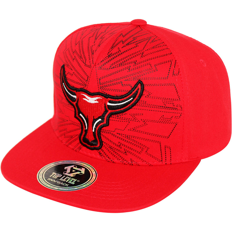 TOP LEVEL : BULL | Distinctive Stitches Line Print at Front Design Snapback Cap