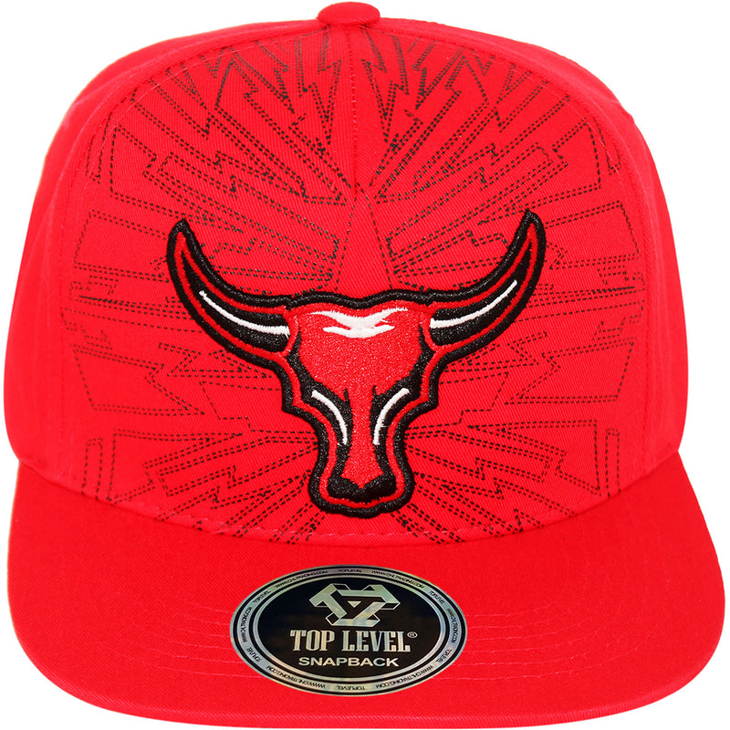 TOP LEVEL : BULL | Distinctive Stitches Line Print at Front Design Snapback Cap