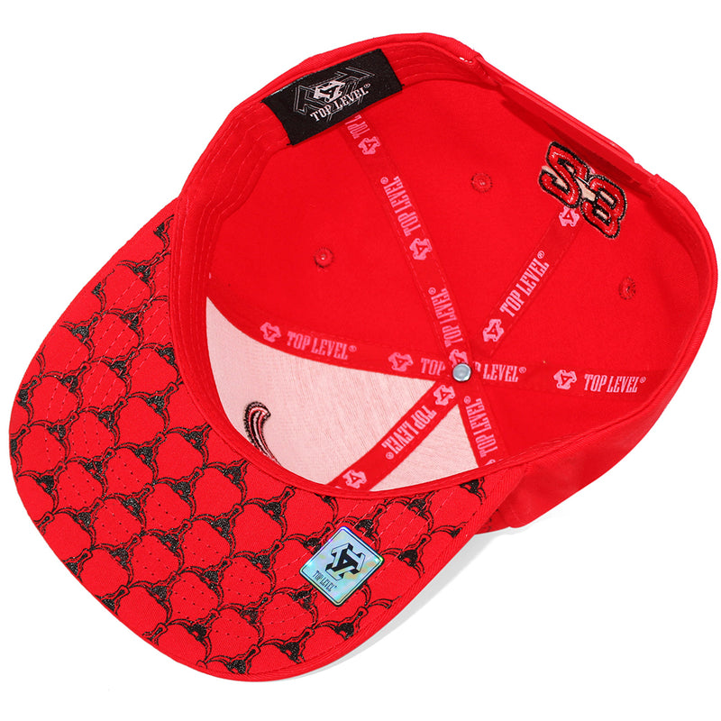 TOP LEVEL : BULL | Distinctive Stitches Line Print at Front Design Snapback Cap