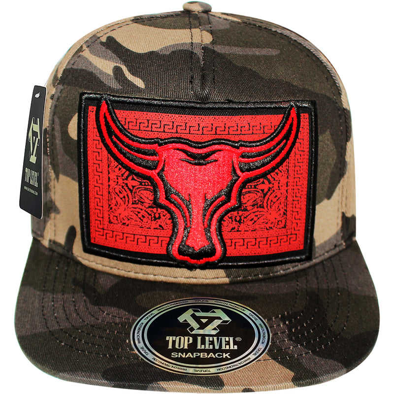 TOP LEVEL : BULL | Paisley & Ornamental Pattern Design Snapback Cap