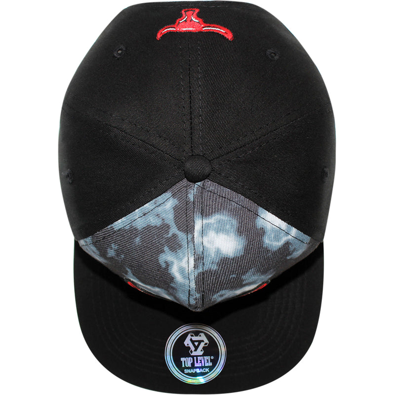 TOP LEVEL : BULL | Front-raised Bull Embroidery with Tie-Dye Design Snapback Cap