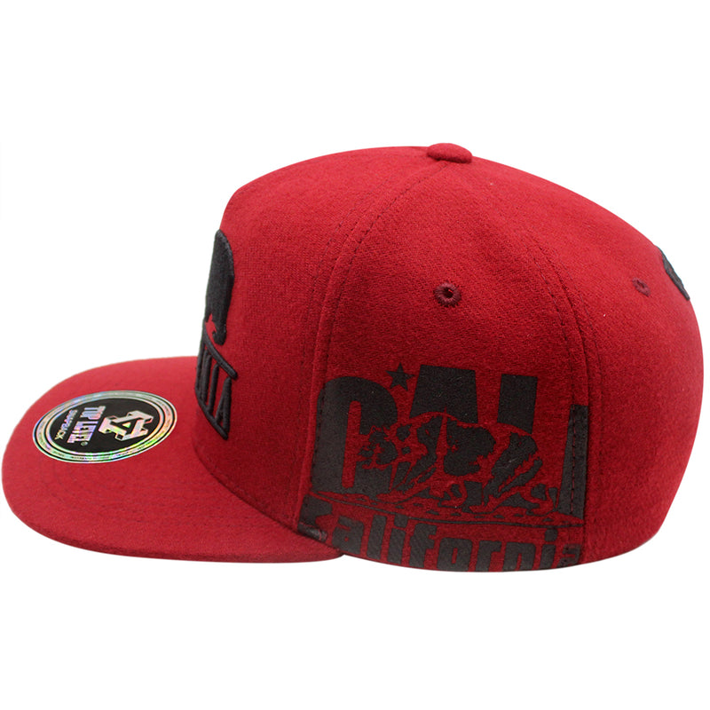 TOP LEVEL : CALI BEAR | Front-raised Verbiage Embroidery with Calibear Design Snapback Cap