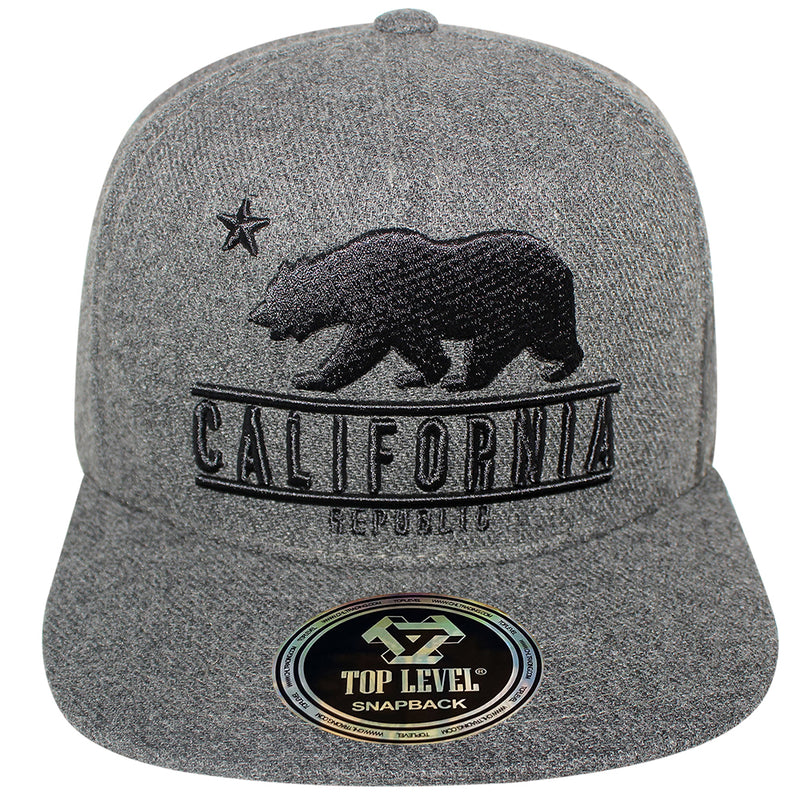 TOP LEVEL : CALI BEAR | Front-raised Verbiage Embroidery with Calibear Design Snapback Cap