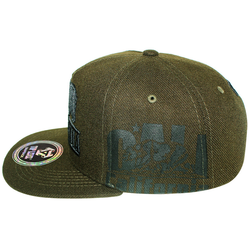 TOP LEVEL : CALI BEAR | Front-raised Verbiage Embroidery with Calibear Design Snapback Cap