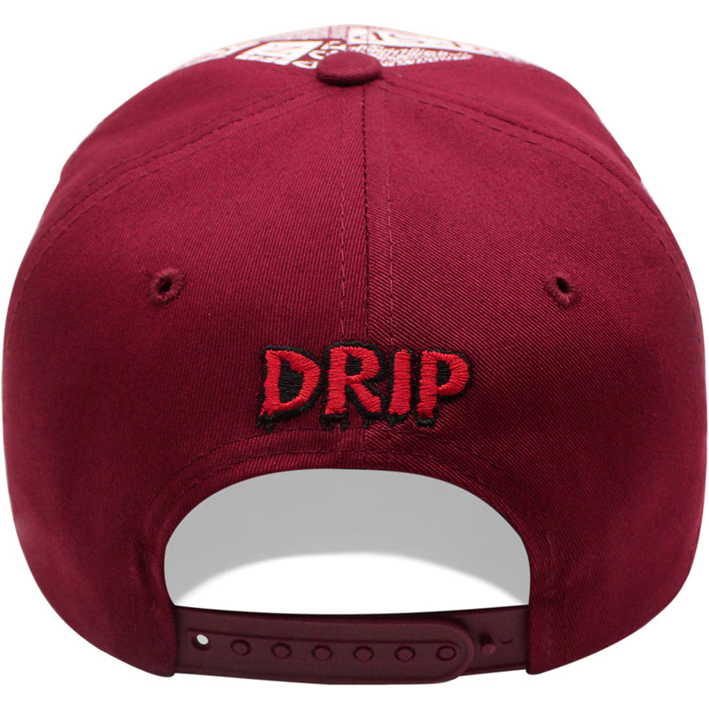 TOP LEVEL : DRIP | Front-raised Verbiage Embroidery and All-over Newspaper Print Design Snapback Cap