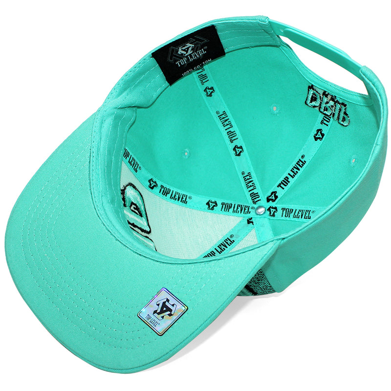 TOP LEVEL : DRIP | Front-raised Verbiage Embroidery and All-over Newspaper Print Design Snapback Cap