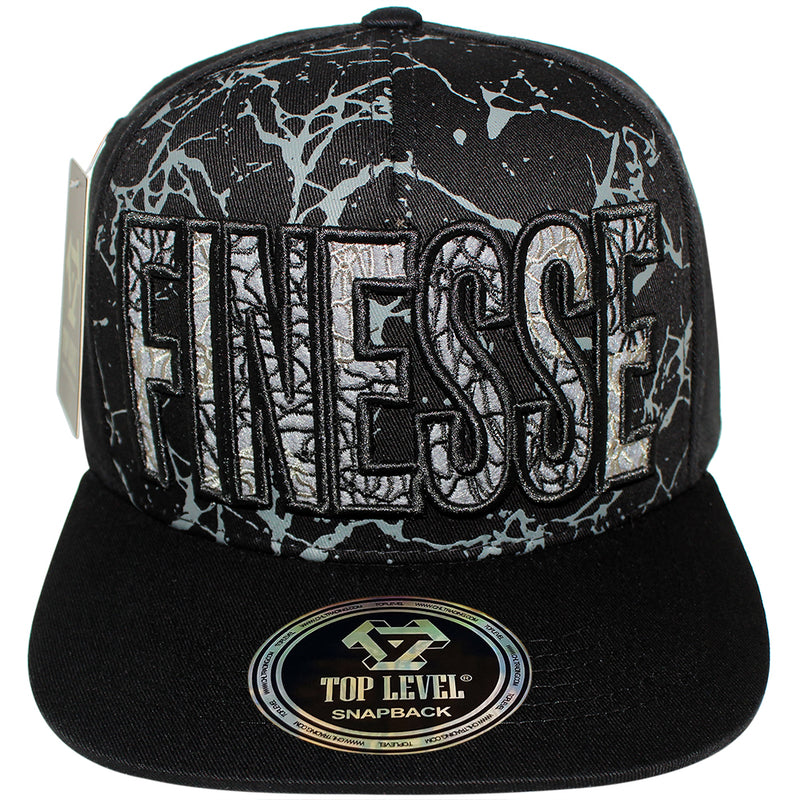 TOP LEVEL : FINESSE | Verbiage with Marble Texture Print Design Snapback Cap