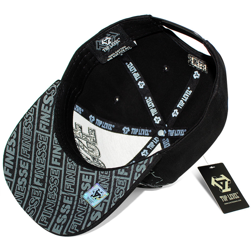 TOP LEVEL : FINESSE | Verbiage with Marble Texture Print Design Snapback Cap