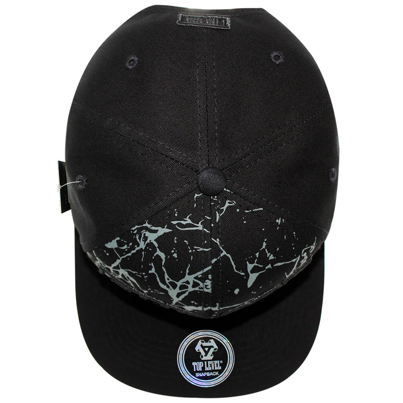 TOP LEVEL : FINESSE | Verbiage with Marble Texture Print Design Snapback Cap