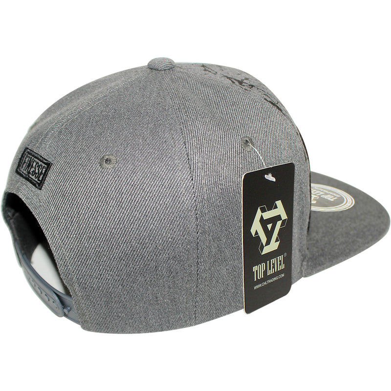 TOP LEVEL : FINESSE | Verbiage with Marble Texture Print Design Snapback Cap