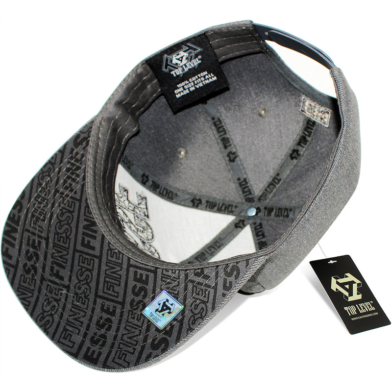 TOP LEVEL : FINESSE | Verbiage with Marble Texture Print Design Snapback Cap