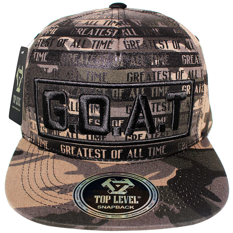 TOP LEVEL : GOAT | All Over Front Print Design Snapback Cap