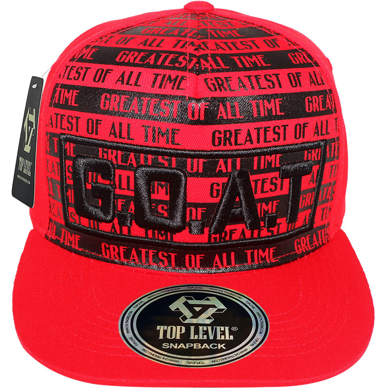 TOP LEVEL : GOAT | All Over Front Print Design Snapback Cap