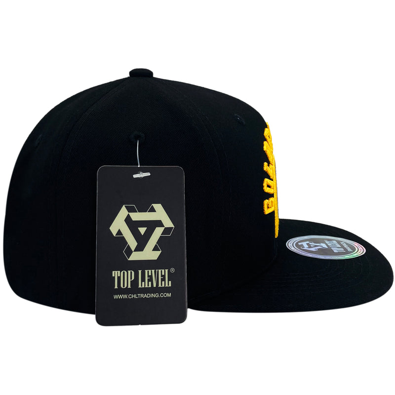 TOP LEVEL : GOLDEN STATE | Verbiage Design with Embroidered Felt Patch Design Snapback Cap