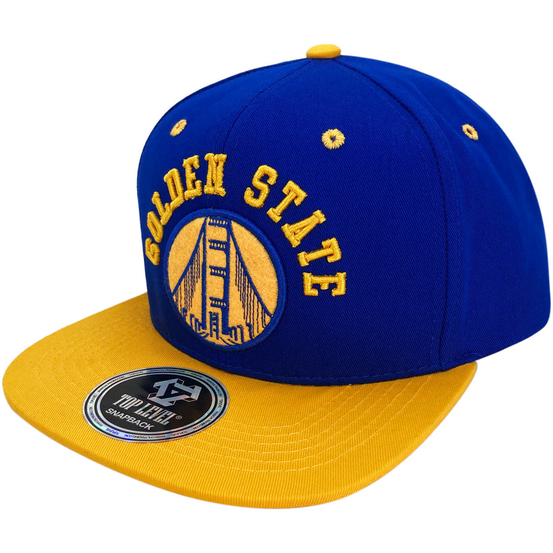 TOP LEVEL : GOLDEN STATE | Verbiage Design with Embroidered Felt Patch Design Snapback Cap