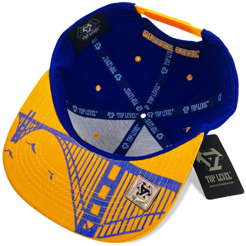 TOP LEVEL : GOLDEN STATE | Verbiage Design with Embroidered Felt Patch Design Snapback Cap