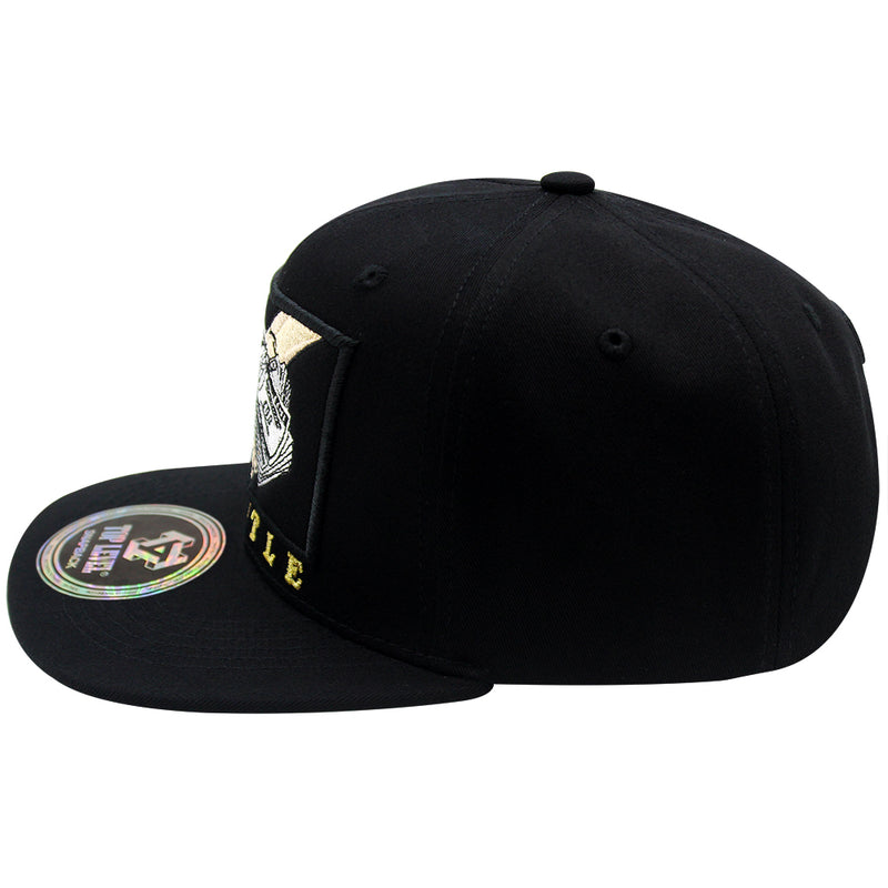 TOP LEVEL : HUSTLE | HU$TLE Dollar Bills Embroidery with Cotton Patch Design Snapback Cap