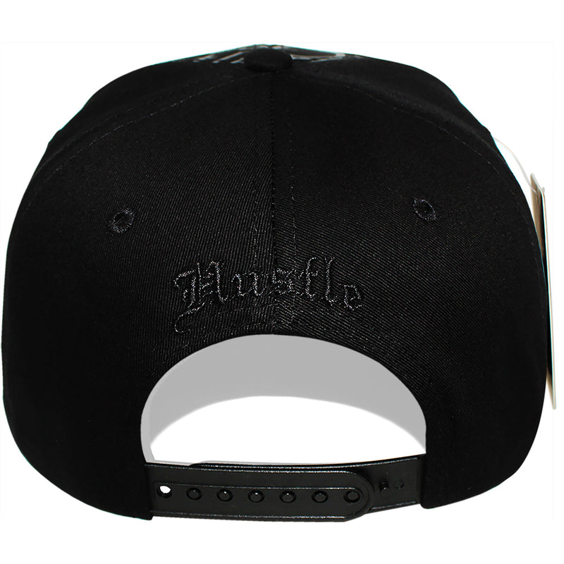 TOP LEVEL : HUSTLE | Verbiage with Barbed Wire & Chain Print Design Snapback Cap