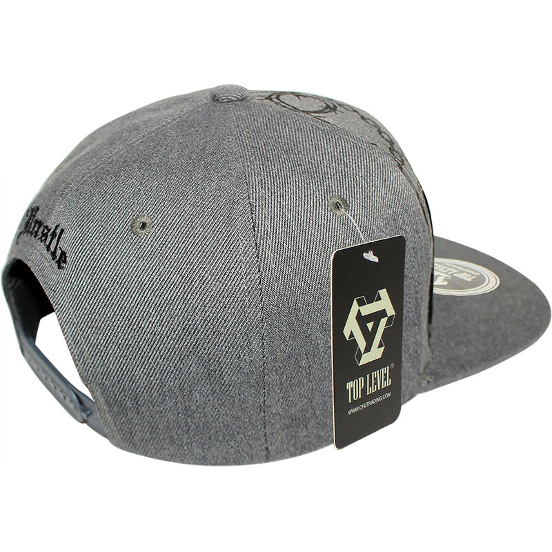 TOP LEVEL : HUSTLE | Verbiage with Barbed Wire & Chain Print Design Snapback Cap