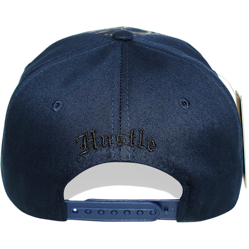 TOP LEVEL : HUSTLE | Verbiage with Barbed Wire & Chain Print Design Snapback Cap