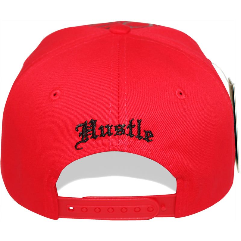 TOP LEVEL : HUSTLE | Verbiage with Barbed Wire & Chain Print Design Snapback Cap