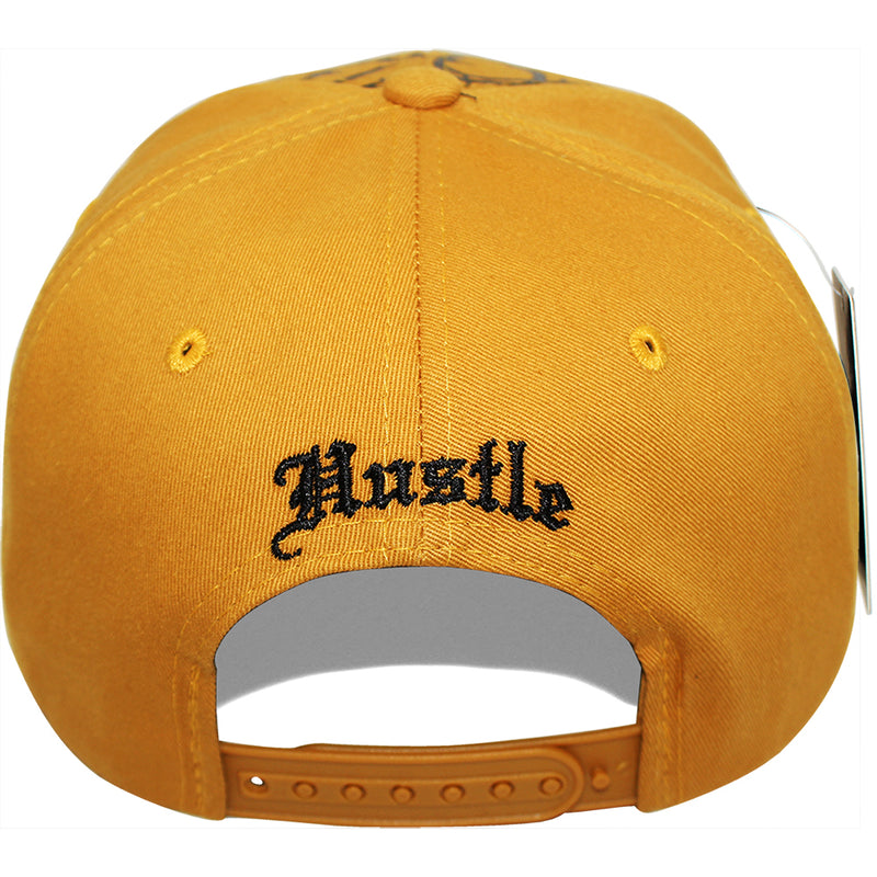 TOP LEVEL : HUSTLE | Verbiage with Barbed Wire & Chain Print Design Snapback Cap