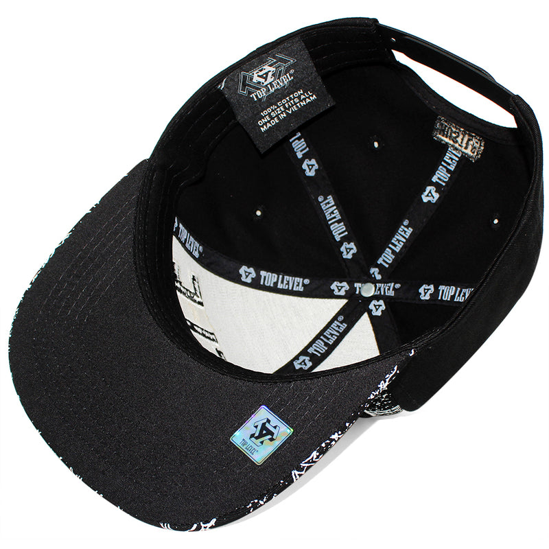 TOP LEVEL : HUSTLE | All-over Marble Print Design Snapback Cap