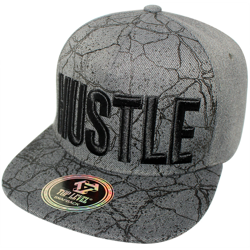 TOP LEVEL : HUSTLE | All-over Marble Print Design Snapback Cap