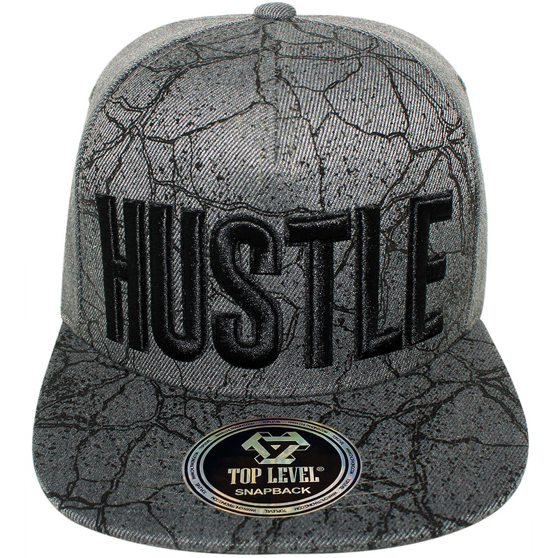 TOP LEVEL : HUSTLE | All-over Marble Print Design Snapback Cap