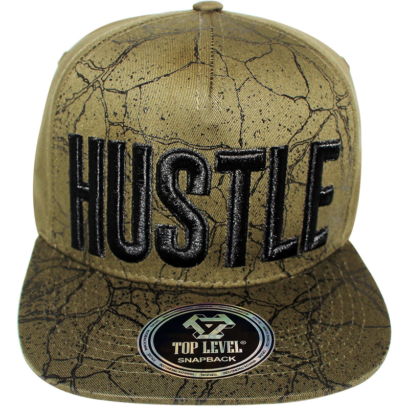 TOP LEVEL : HUSTLE | All-over Marble Print Design Snapback Cap