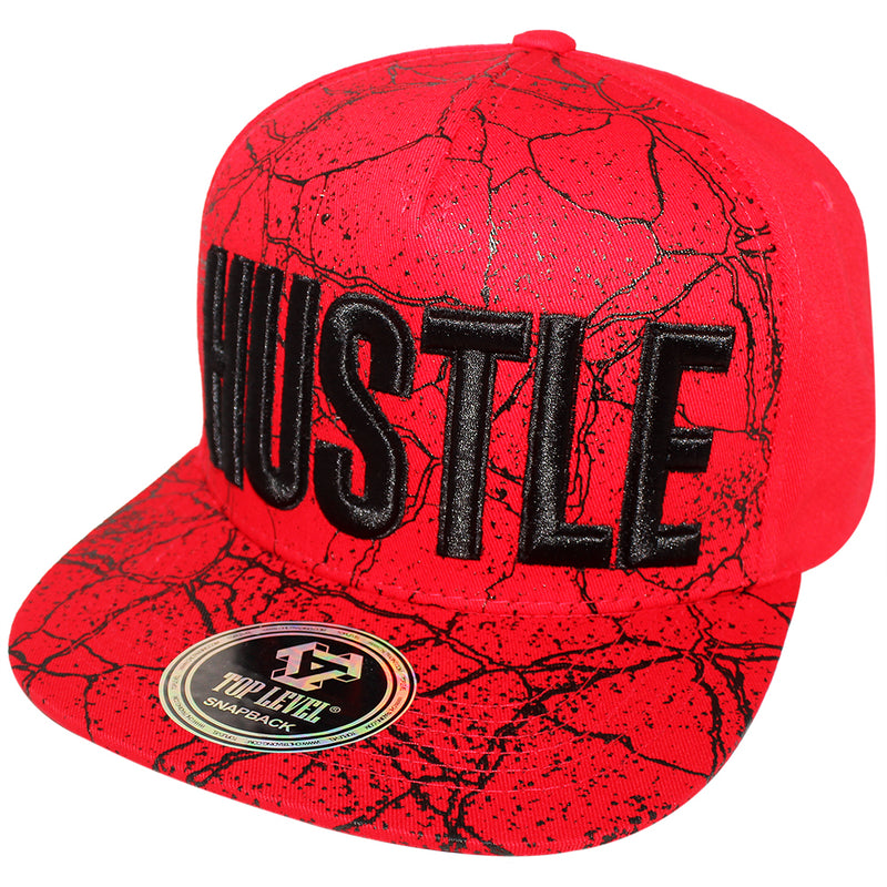 TOP LEVEL : HUSTLE | All-over Marble Print Design Snapback Cap