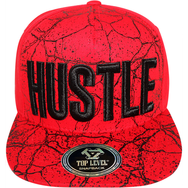 TOP LEVEL : HUSTLE | All-over Marble Print Design Snapback Cap