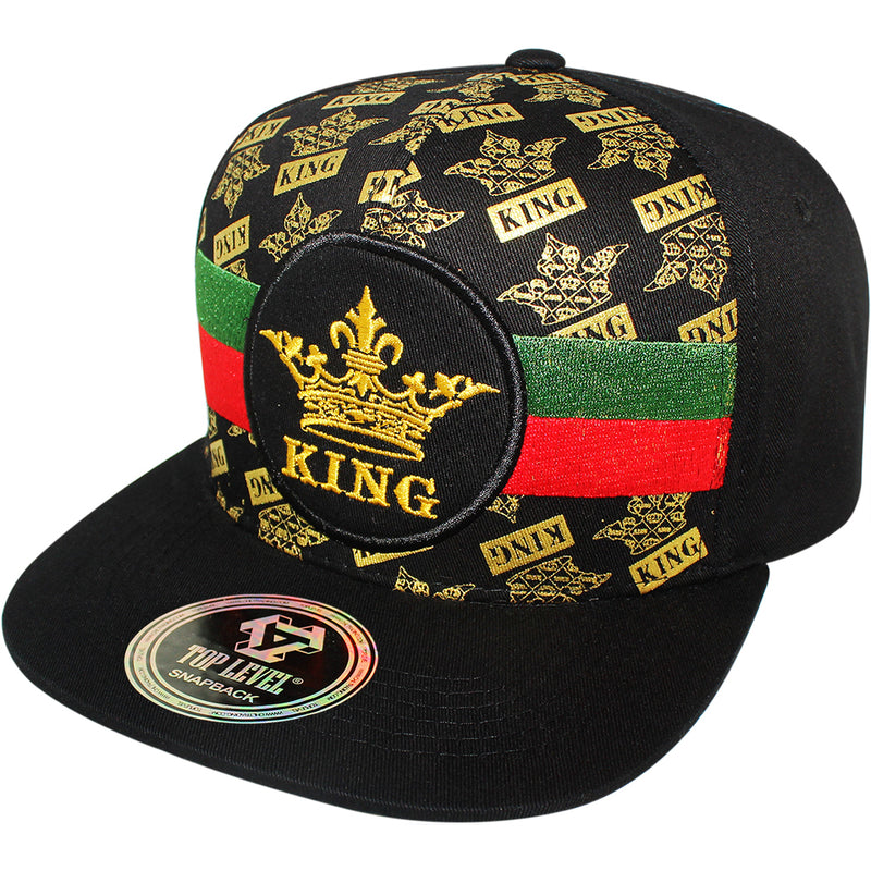 TOP LEVEL : KING | Crown Embroidery with Cotton Patch Design Snapback Cap