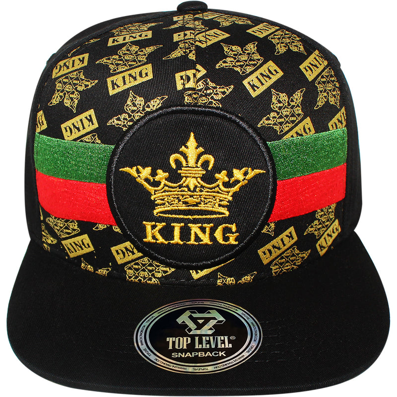 TOP LEVEL : KING | Crown Embroidery with Cotton Patch Design Snapback Cap