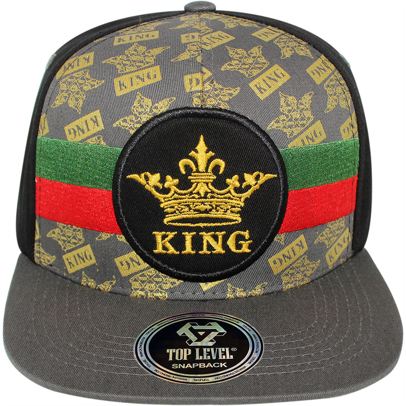 TOP LEVEL : KING | Crown Embroidery with Cotton Patch Design Snapback Cap