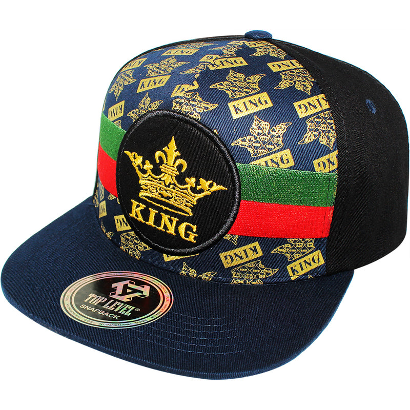 TOP LEVEL : KING | Crown Embroidery with Cotton Patch Design Snapback Cap