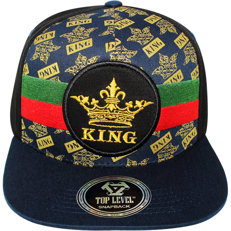 TOP LEVEL : KING | Crown Embroidery with Cotton Patch Design Snapback Cap