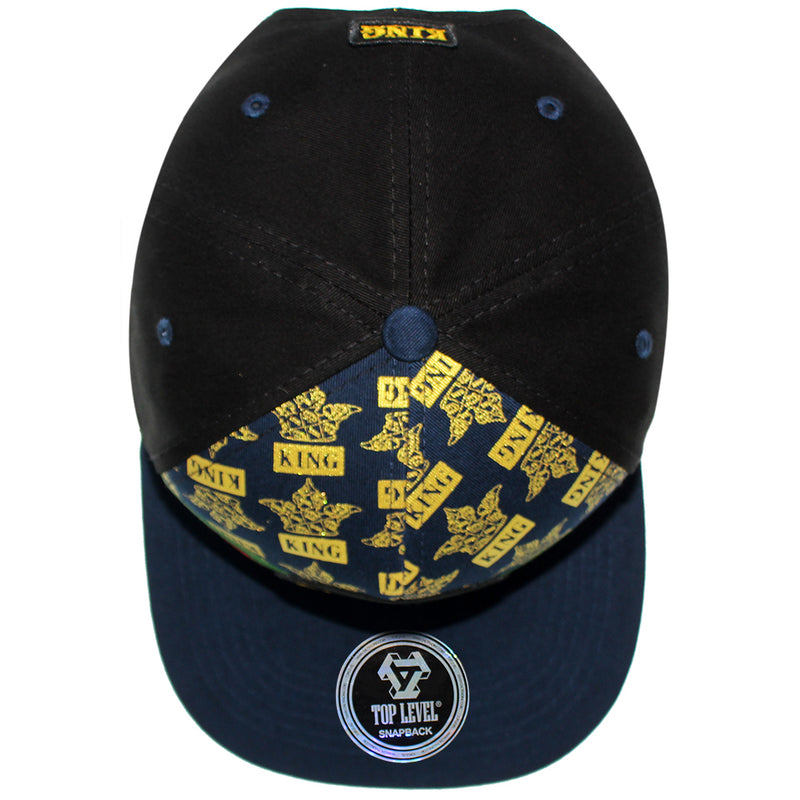 TOP LEVEL : KING | Crown Embroidery with Cotton Patch Design Snapback Cap