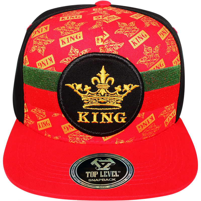 TOP LEVEL : KING | Crown Embroidery with Cotton Patch Design Snapback Cap