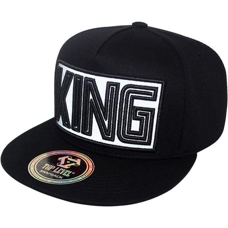 TOP LEVEL : KING | Verbiage Design with Reflective Fabric Patch Design Snapback Cap