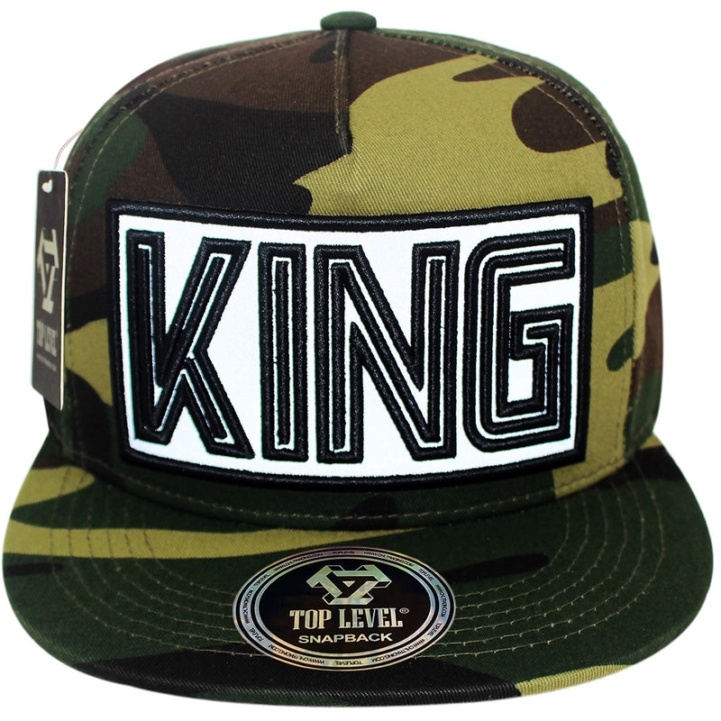 TOP LEVEL : KING | Verbiage Design with Reflective Fabric Patch Design Snapback Cap