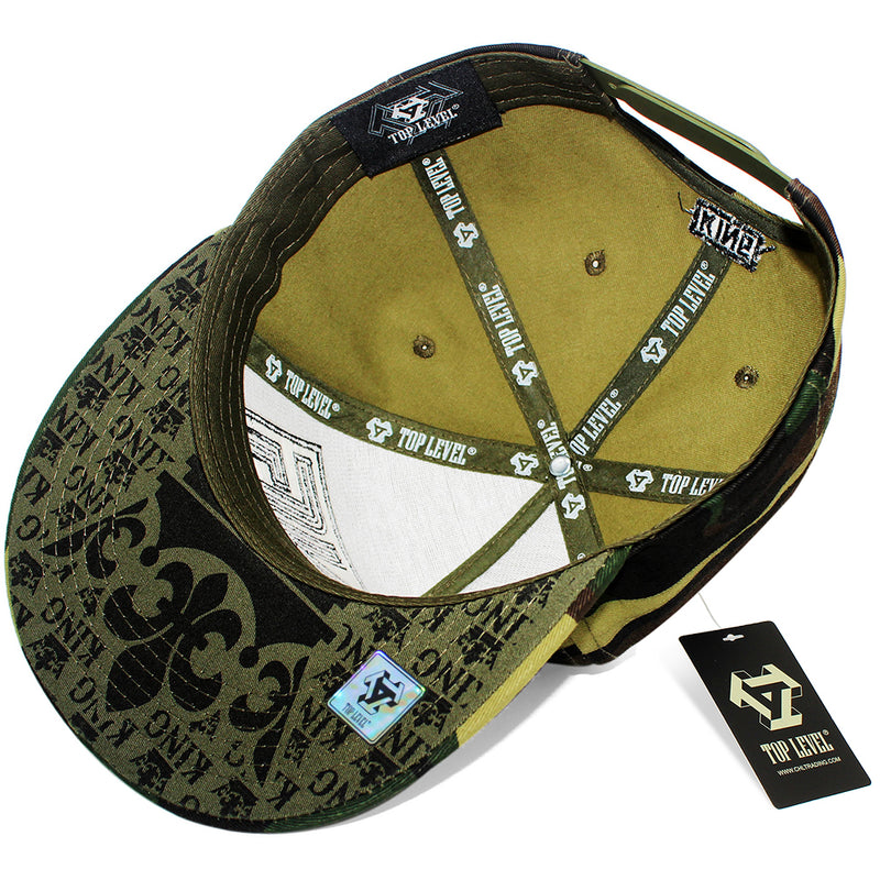 TOP LEVEL : KING | Verbiage Design with Reflective Fabric Patch Design Snapback Cap