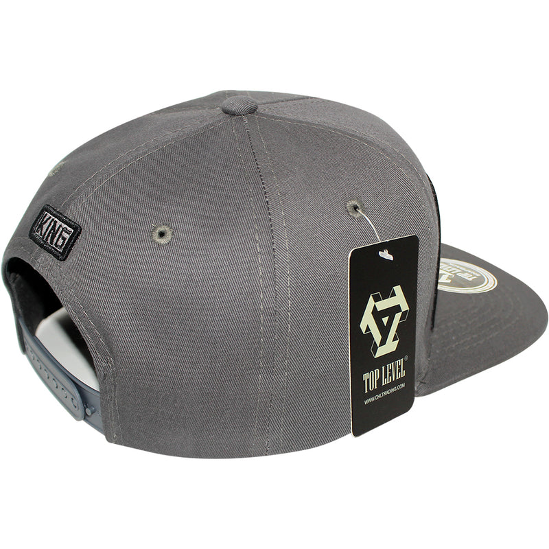 TOP LEVEL : KING | Verbiage Design with Reflective Fabric Patch Design Snapback Cap