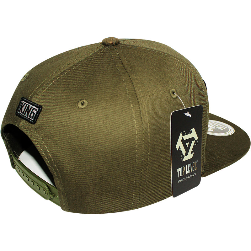 TOP LEVEL : KING | Verbiage Design with Reflective Fabric Patch Design Snapback Cap