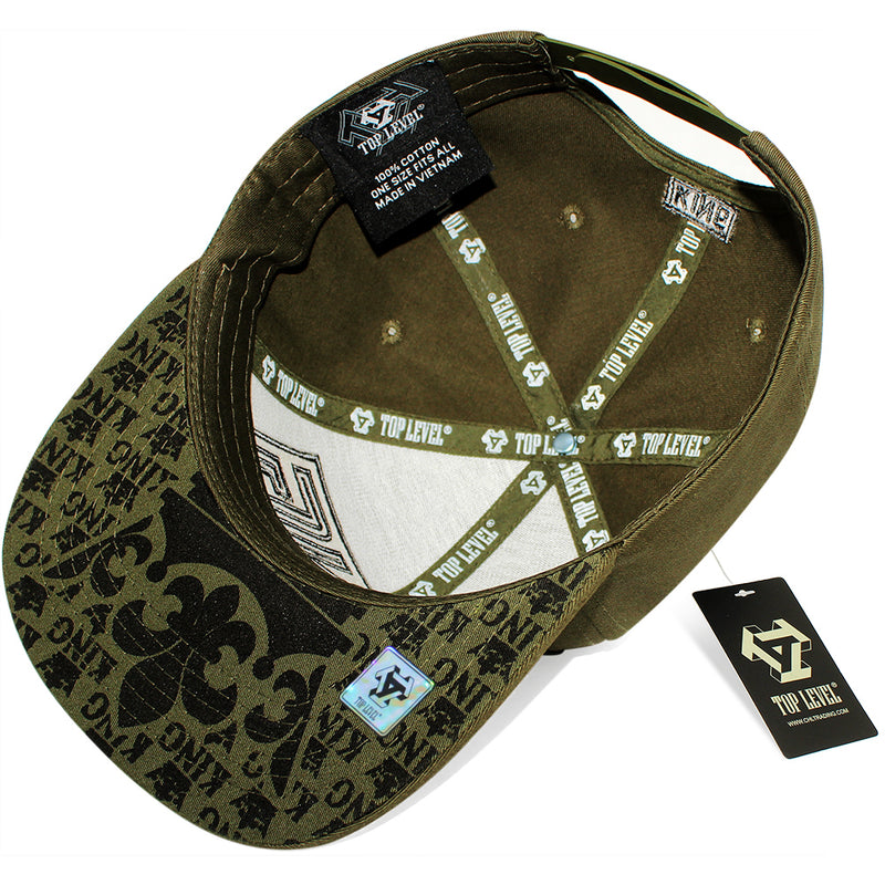 TOP LEVEL : KING | Verbiage Design with Reflective Fabric Patch Design Snapback Cap