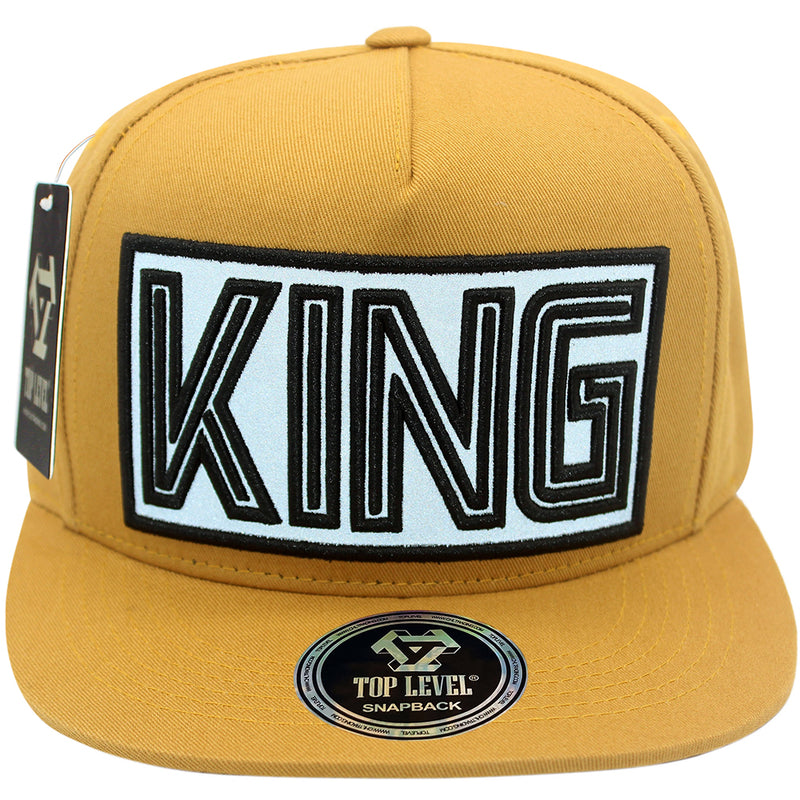 TOP LEVEL : KING | Verbiage Design with Reflective Fabric Patch Design Snapback Cap